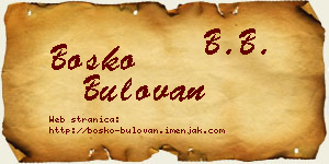 Boško Bulovan vizit kartica